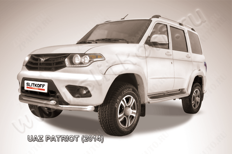 Защита переднего бампера d76+d57 двойная Uaz Patriot (2014-2023) , Slitkoff, арт. UP14-001