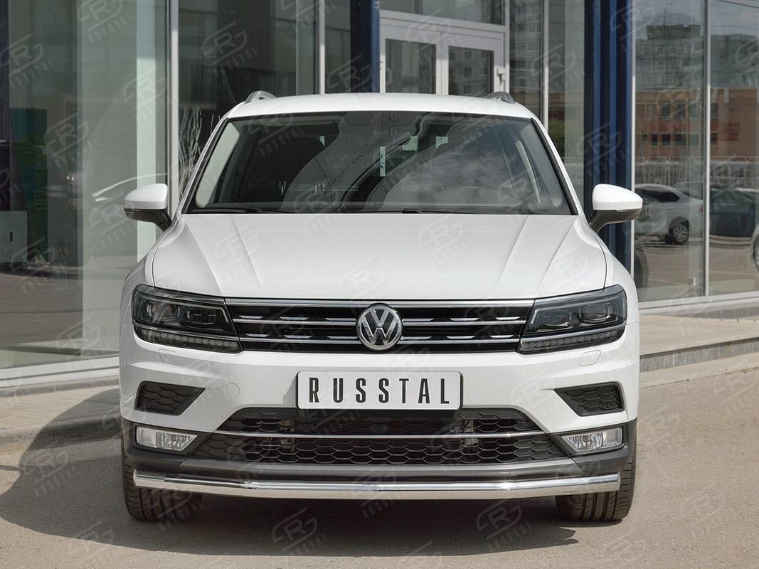 Защита переднего бампера d57 на Volkswagen Tiguan 2 2017, Slitkoff VGZ-002714