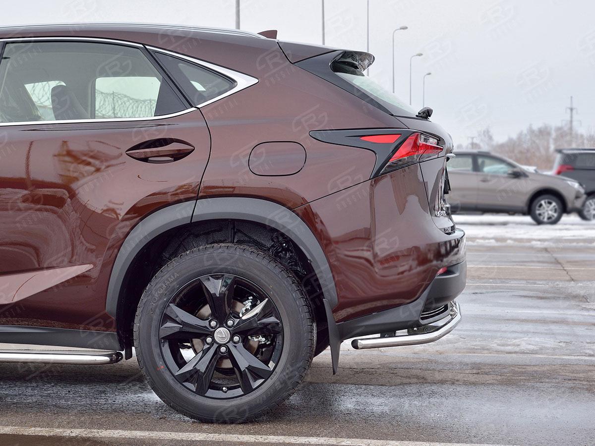 Защита заднего бампера d42 с надписью Lexus NX 2014, Slitkoff LNXZ-002583