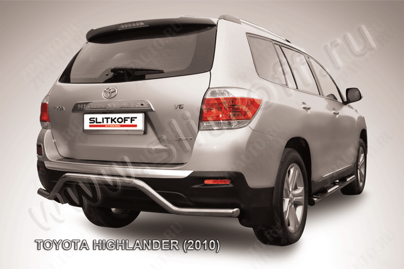 Защита заднего бампера d57 волна Toyota Highlander (2010-2013) , Slitkoff, арт. THI017