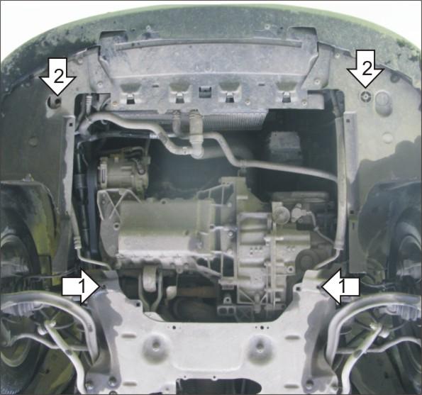 Защита стальная Мотодор (Двигатель, Коробка переключения передач), 2 мм, Сталь для Citroen C5 2004-2008 арт. 00410