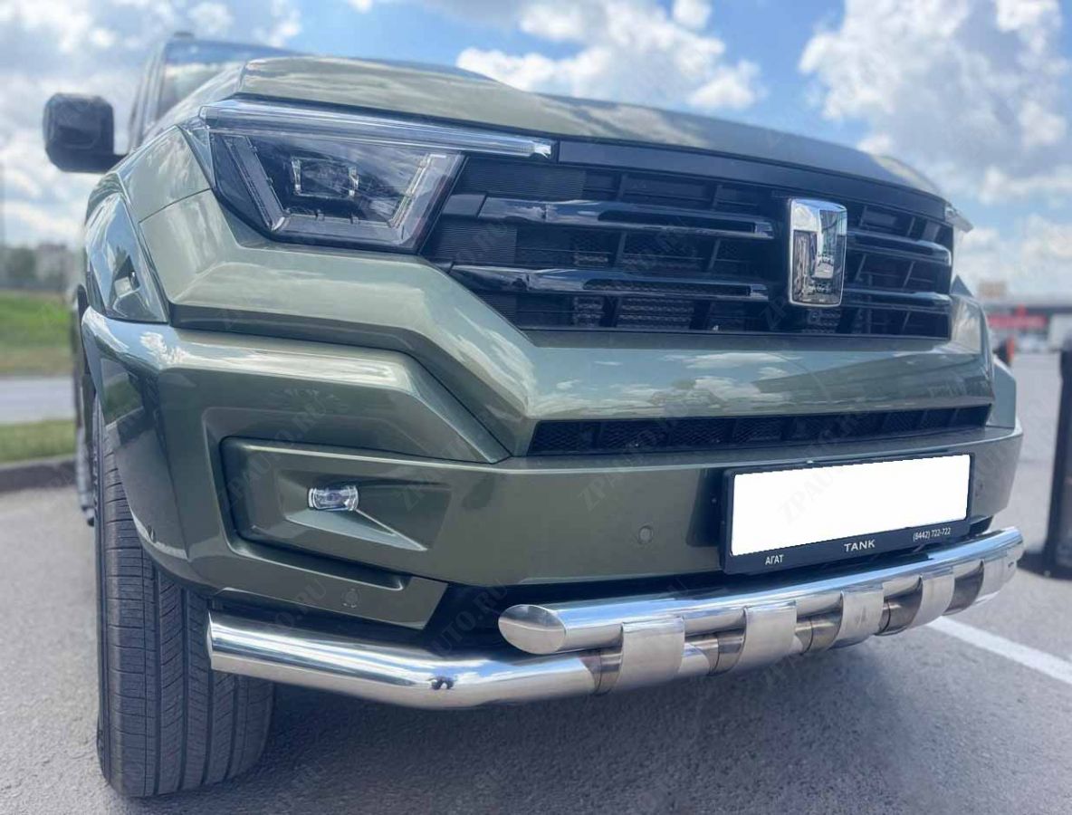 Защита переднего бампера двойная с перемычками для автомобиля Tank 400   2023 арт. TANK400.23.75