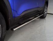 Пороги овальные с накладкой 75х42 мм для автомобиля Kia Seltos 2020- TCC Тюнинг арт. KIASELT20-15