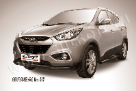 Защита переднего бампера d57+d42 двойная черная Hyundai ix-35 (2010-2015) , Slitkoff, арт. Hix35-002B