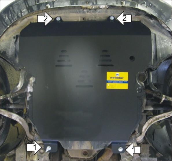 Защита стальная Мотодор (Двигатель, Коробка переключения передач), 3 мм, Сталь для Audi Allroad 2000-2005 арт. 10103