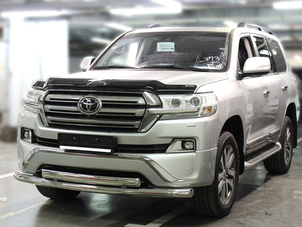 Дуга передняя по низу бампера d76/76х43 радиусная двойная (верхняя труба овал) на Toyota LC 200 2016 Executive), Технотек LCN2016_4.3EX