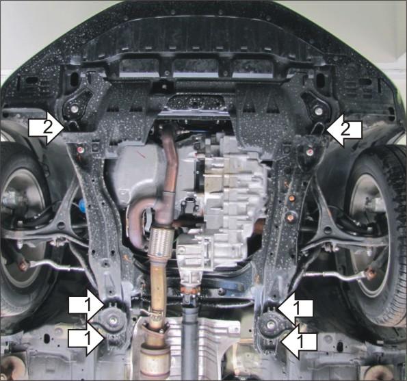 Защита стальная Мотодор (Двигатель, Коробка переключения передач), 3 мм, Сталь для Honda Crosstour 2008-2012 арт. 10803