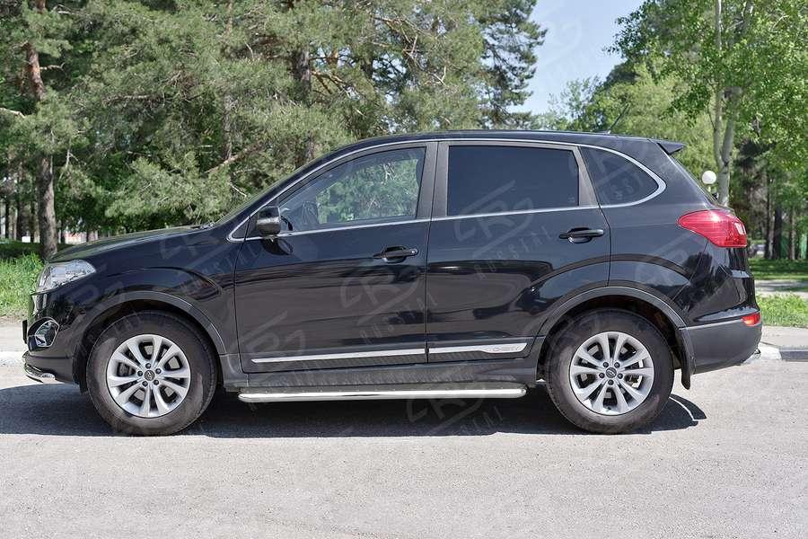 Пороги труба d42 с листом вариант 3 Chery Tiggo 5 2014, Slitkoff CT5L-0022657