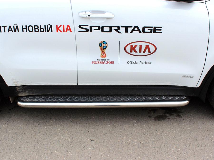 Пороги с листом d53 на KIA Sportage 2016 (Киа Спортейдж 2016), Технотек KSP16_2