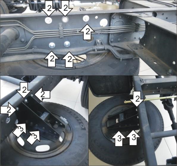 Защиты Грузовые Motodor (Кронштейн крепления запасного колеса), 4 мм, Сталь для Hyundai HD 65 2003- арт. 20911