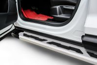 Пороги алюминиевые "Alfa Silver" 1700 серебристые Hyundai TUCSON 4WD (2015-2018) , Slitkoff, арт. AL-HT4WD15019