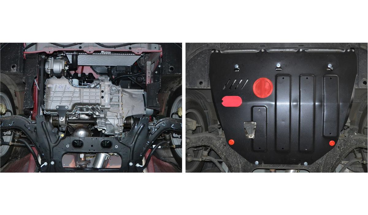 Защита картера и КПП АвтоБроня для DongFeng S30 (V - 1.6) 2013-2017, штампованная, сталь 1.8 мм, с крепежом, 111.09301.1