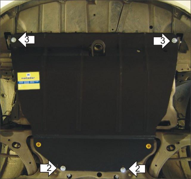 Защита стальная Мотодор (Двигатель, Коробка переключения передач), 2 мм, Сталь для Pontiac Vibe 2008-2010 арт. 72517