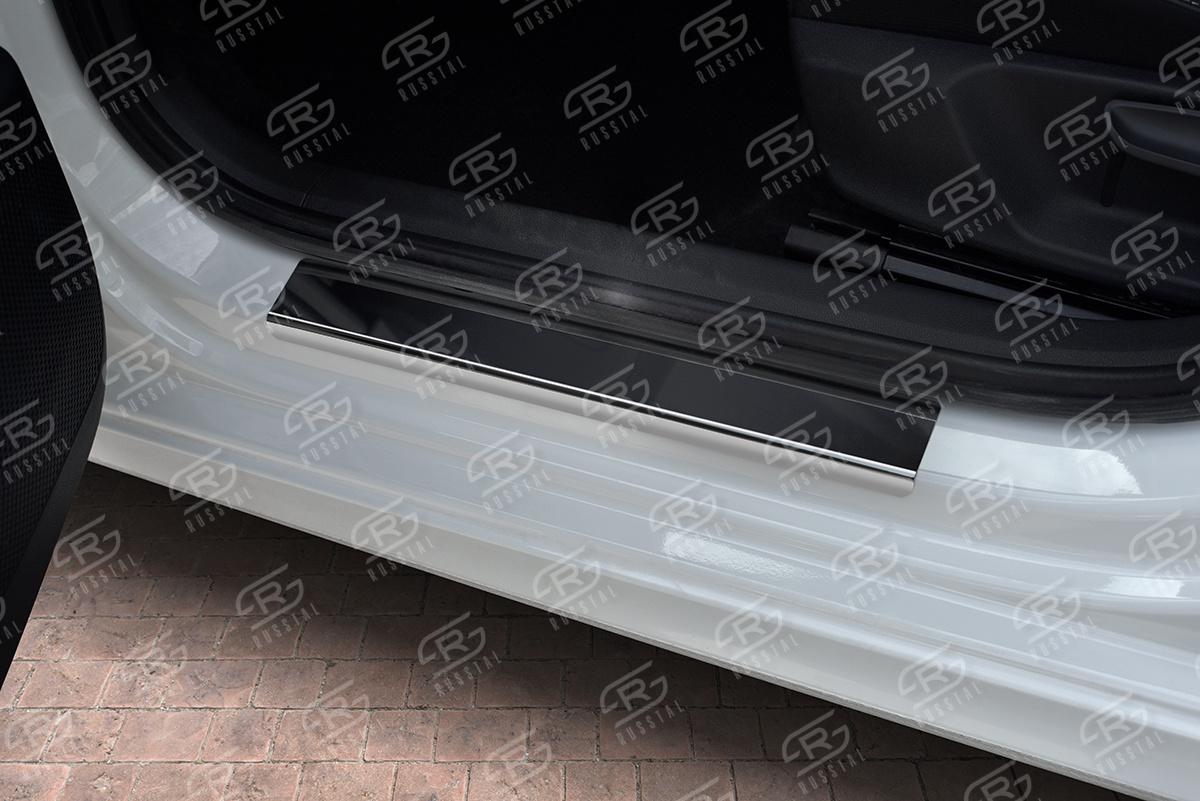 SKODA OCTAVIA 2020-  Накладки на пороги RUSSTAL (нерж., зеркало) SKOCT20-01