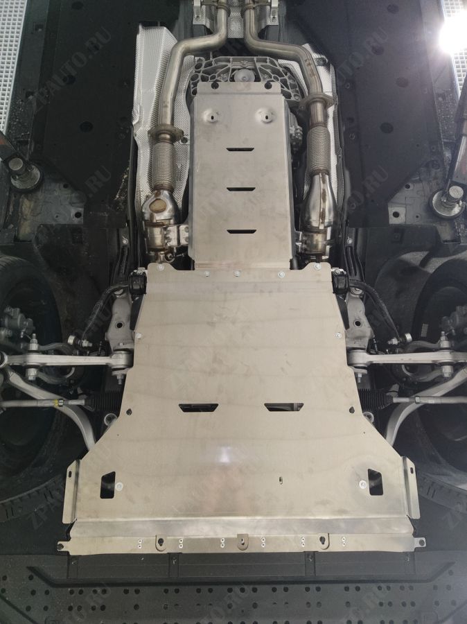 56.06ABC Защита картера двигателя и КПП HONGQI H9 (2020-) из 2-х частей (Алюминий 4 мм)