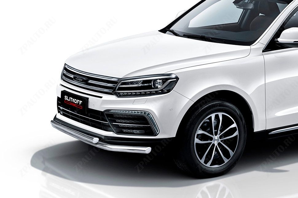 Защита переднего бампера d57+d57 Zotye Coupa (2013-2023) , Slitkoff, арт. ZOTCOP-002