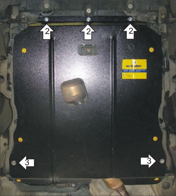 Защита стальная Мотодор (Двигатель, Коробка переключения передач), 2 мм, Сталь для Mercedes-benz B-class 2005-2008 арт. 01226