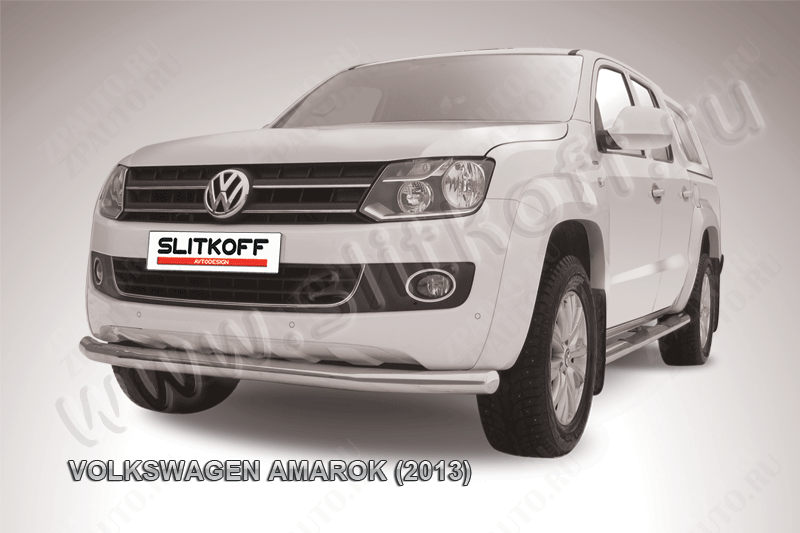 Защита переднего бампера d76 Volkswagen Amarok (2010-2016) Black Edition, Slitkoff, арт. VWAM13-004BE