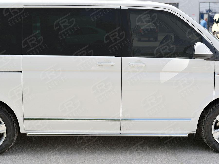 Пороги труба d42 левый Volkswagen Transporter T6 2015 Caravelle/Multivan короткая база, Slitkoff VCTT-002313