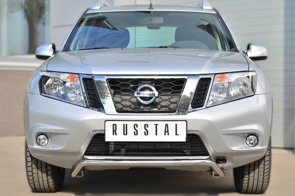 Защита переднего бампера d42 волна под машину для Nissan Terrano 2014, Slitkoff NTRZ-001784