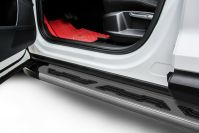 Пороги алюминиевые "Alfa Grafit" 1800 графитовые Hyundai SANTA-FE (2018-2021) , Slitkoff, арт. AL-HSFT1820