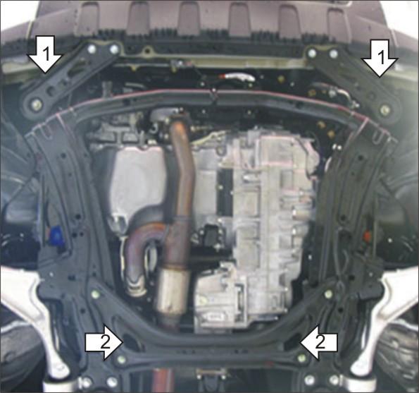 Защита стальная Мотодор (Двигатель, Коробка переключения передач), 2 мм, Сталь для Acura MDX 2000-2005 арт. 03401