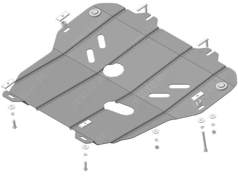 Защита двигателя, кпп стальная Motodor для Opel Astra H 2004-2010 (2 мм, сталь), 01521