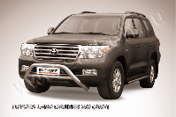 Кенгурятник d76 низкий широкий с перемычкой Toyota Land Cruiser 200 (2007-2012) Black Edition, Slitkoff, арт. TLC2-005BE