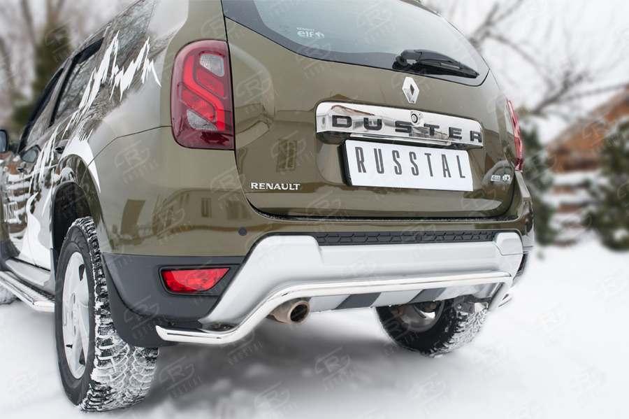 Защита заднего бампера d42 волна длинная на Renault Duster 2015, Slitkoff RDZ-002187