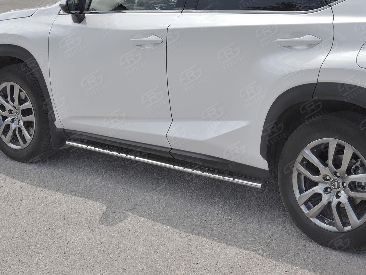 Пороги труба d75х42 овал с проступью на Lexus NX 2017, Slitkoff LNX3O-002941