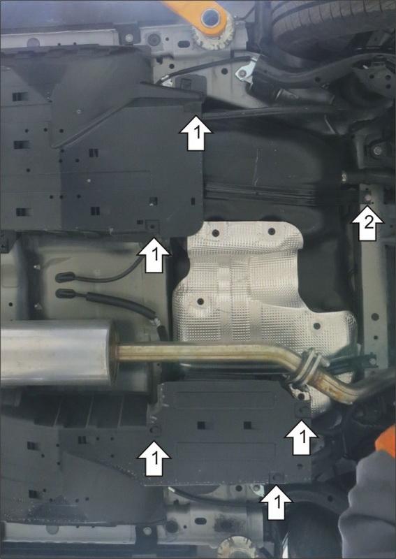 Защита стальная Мотодор (Топливный бак, Абсорбер), 2 мм, Сталь для Haval F7 2019- арт. 03123