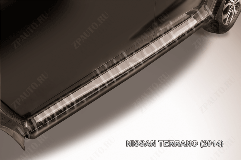 Защита порогов d42 труба черная Nissan Terrano (2014-2023) , Slitkoff, арт. NTER14-007B