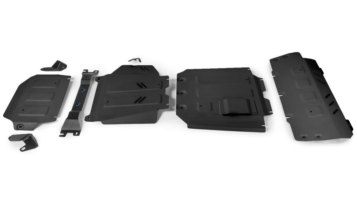 Защита радиатора, картера, КПП и РК Rival (черная) для Mercedes-Benz G-klasse W464 2018-н.в., штампованная, алюминий 6 мм, с крепежом, 4 части, K333.3951.1.6