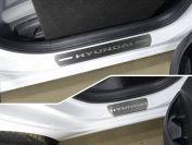 Накладки на пороги (лист шлифованный надпись Hyundai) 4шт для автомобиля Hyundai i30 2017-