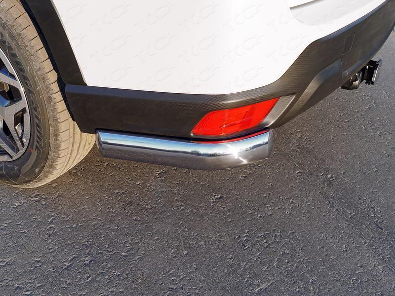 Защита задняя (уголки овальные длинные) 75х42 мм для автомобиля Subaru Forester (S5) 2018-, TCC Тюнинг SUBFOR18-38