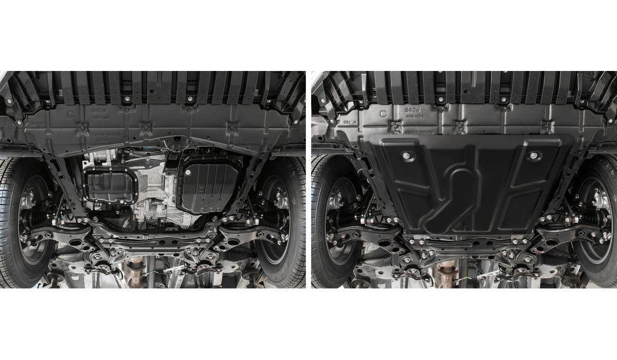 Защита картера и КПП АвтоБроня для Toyota RAV4 CA40 (V - 2.0; 2.0D; 2.2D) 2012-2019, штампованная, сталь 1.8 мм, с крепежом, 111.05709.1