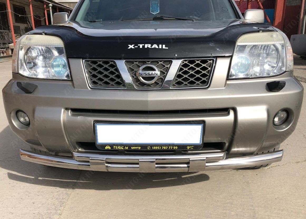 Защита переднего бампера двойная с перемычками для автомобиля Nissan X-trail 2007-2010 (Т31) Второе поколение (в т.ч. Рестайлинг 2010г.) арт. NXT.07.75