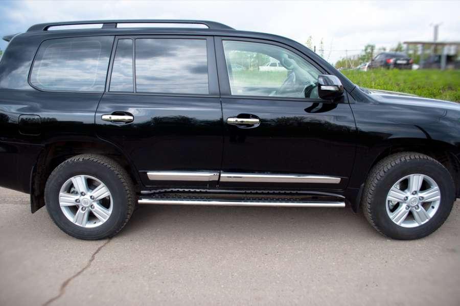 Пороги труба 120х60 овал с проступью для Toyota Land Cruiser 200 2012, Slitkoff TLCT-000515