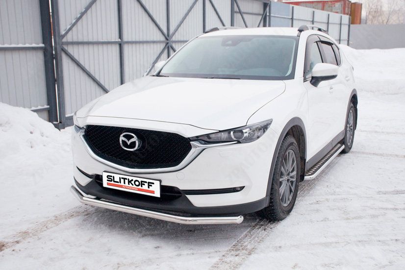 Защита переднего бампера d57 Mazda CX-5 (2017-2023) , Slitkoff, арт. MZCX175-03