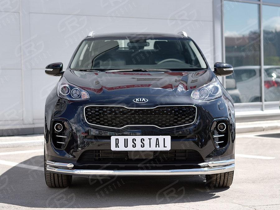 Защита переднего бампера d57/42 уголки Kia Sportage 2016, Slitkoff KSZ-002286