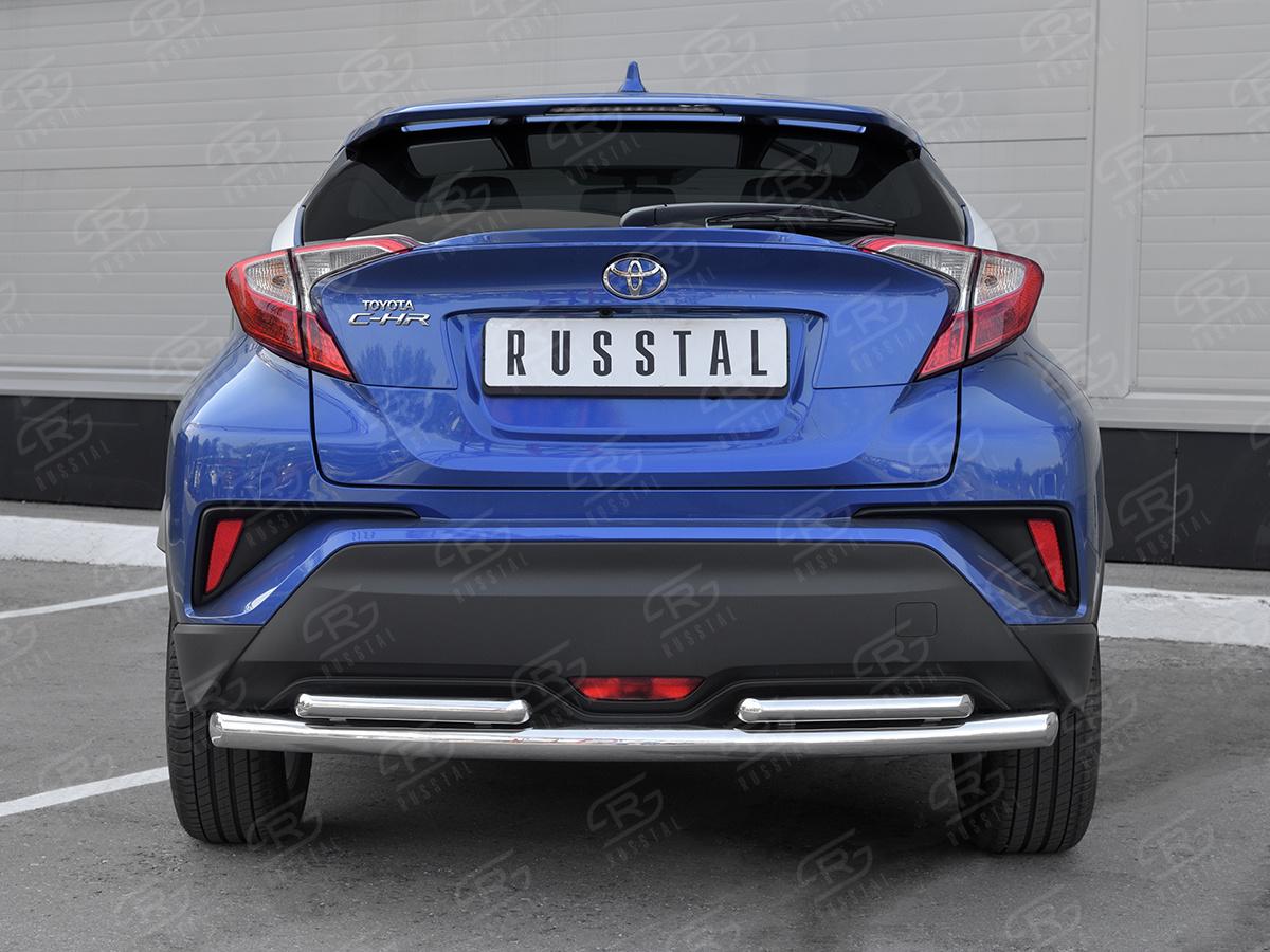 Защита заднего бампера d57 дуга-d42х2 дуги TCHZ-003033 для автомобиля TOYOTA C-HR 2018-, Slitkoff