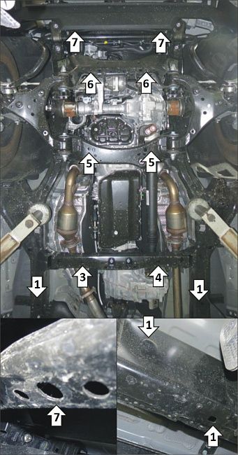 Защита алюминиевая Мотодор (Двигатель, Передний дифференциал, Коробка переключения передач, Радиатор, Раздаточная коробка), 5 мм, алюминий для Toyota Tundra 2022- арт. 32526