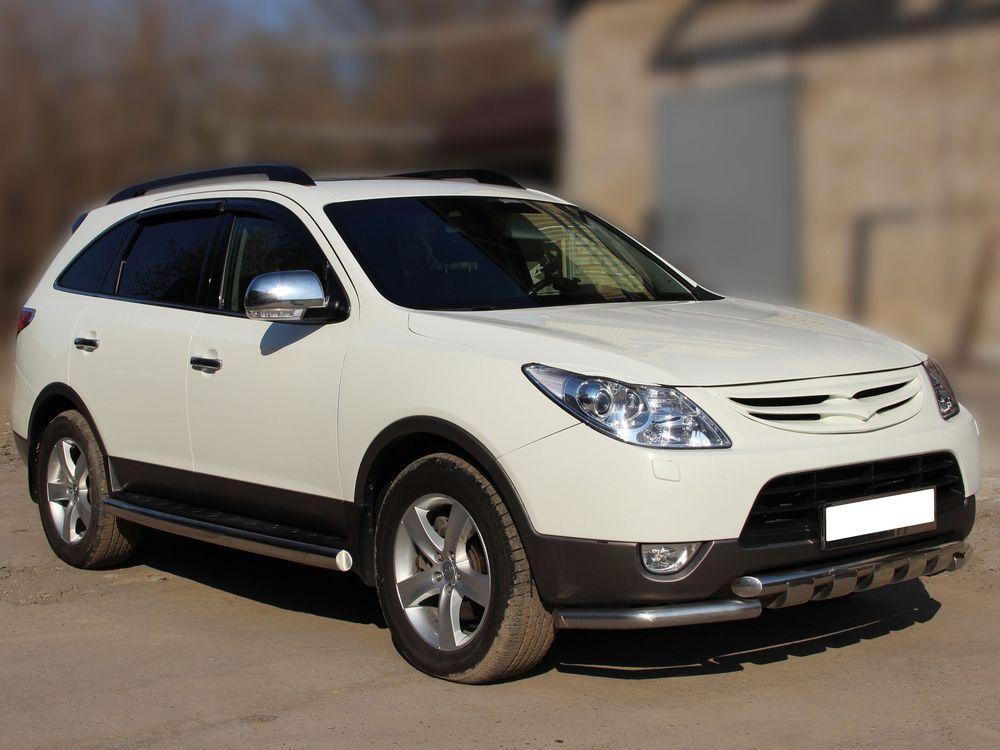 Обвод штатного порога овальная труба d-76х42 для Hyundai ix55, Технотек HIX_2