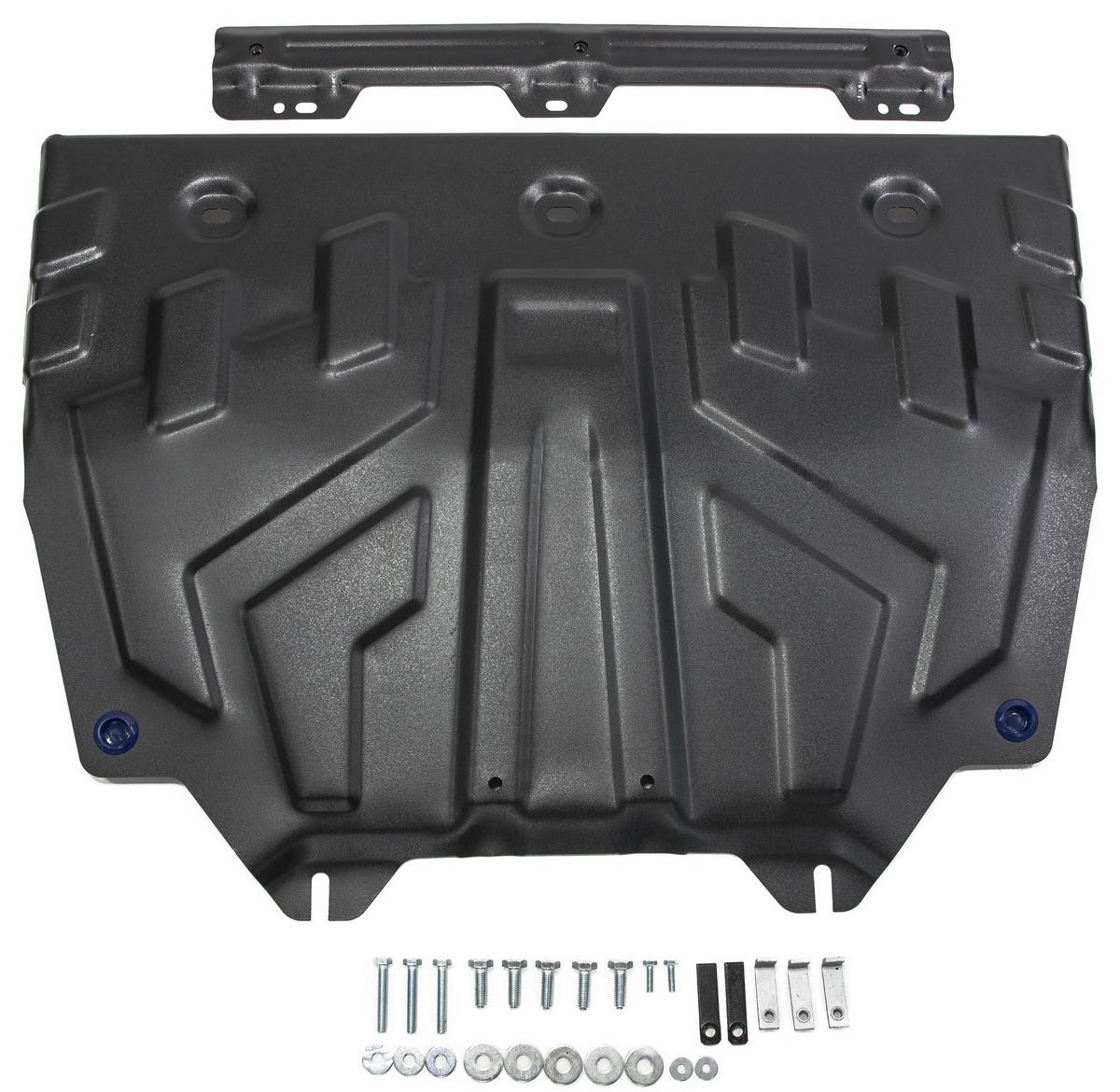 Защита картера и КПП Rival (увеличенная) для Mazda 3 BM 2013-2018, сталь 1.8 мм, с крепежом, штампованная, 111.3817.1