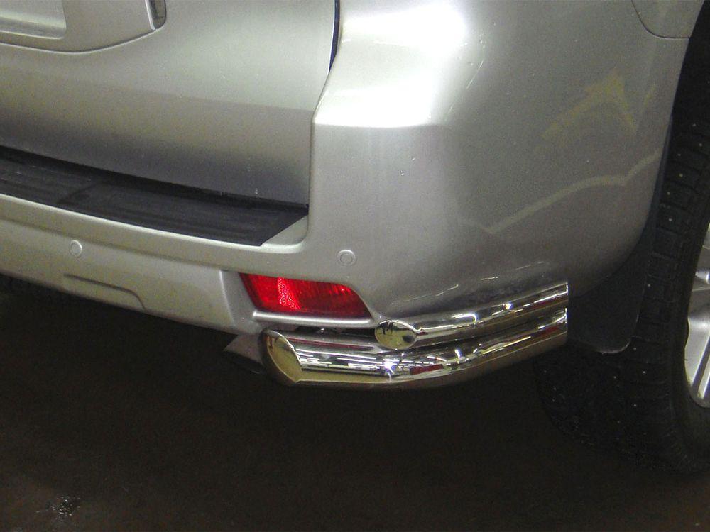 Защита заднего бампера "уголки" d-76+43 (укороченные) для Toyota Land Cruiser 150 Prado, Технотек LCPR10_4