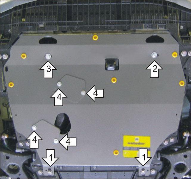 Защита стальная Мотодор (Коробка переключения передач, Двигатель), 2 мм, Сталь для Toyota Auris 2006-2012 арт. 72537