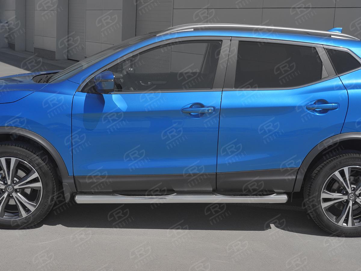 NISSAN QASHQAI 2019- Пороги труба d76 с накладкой (вариант 3) NQST-0032493