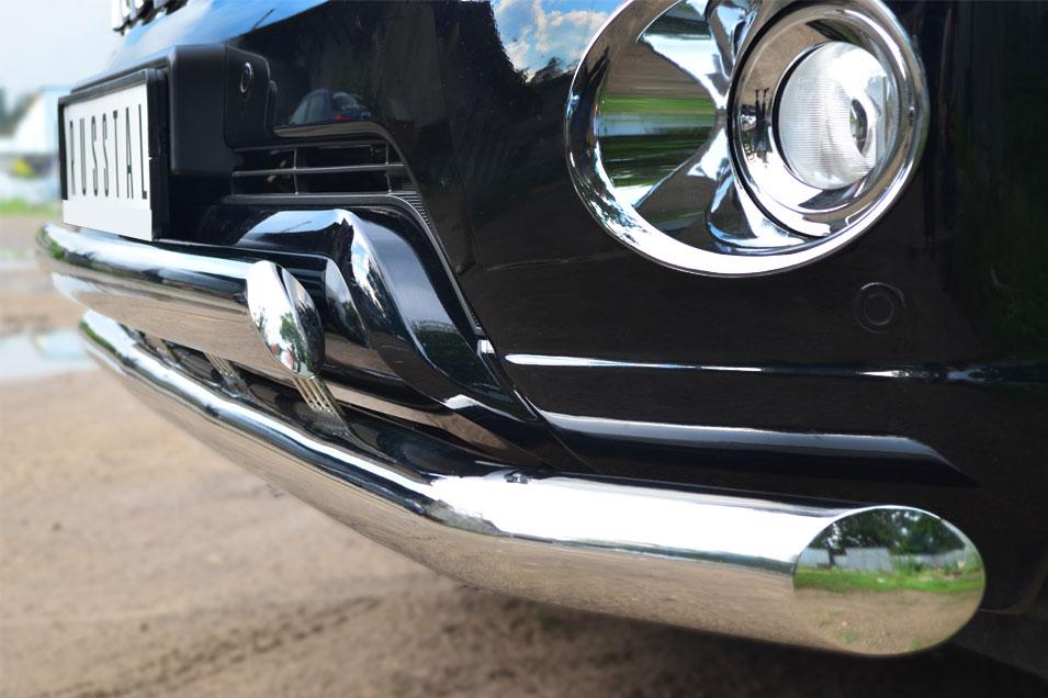 Защита переднего бампера d76/75х42 с декоративным пазом для Toyota LC Prado 150 2014, Slitkoff LCPZ-001715