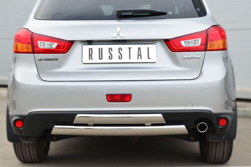Защита заднего бампера d75х42/75х42 овал для Mitsubishi ASX 2013, Slitkoff MASZ-001328
