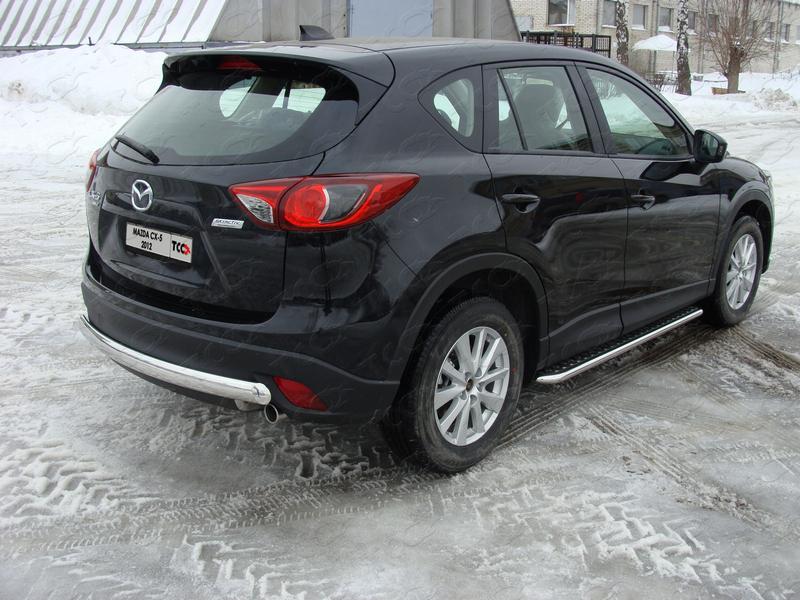 Защита задняя (центральная) 75х42 мм для автомобиля Mazda CX-5 2012-2015, TCC Тюнинг MAZCX512-05